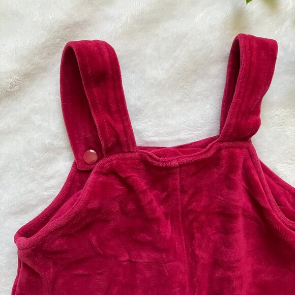 Opbaby Velour Floral Overalls 3-6M | Raspberry Red Plush Baby Romper GUC - Picture 11 of 16